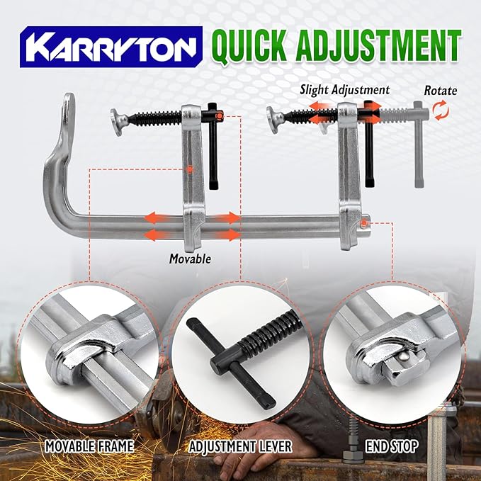 Heavy Duty F Clamps for Welding, 12" × 4-3/4" Throat Depth Drop Forged Steel Bar Clamps 2900LB Clamping Force 2-Pack