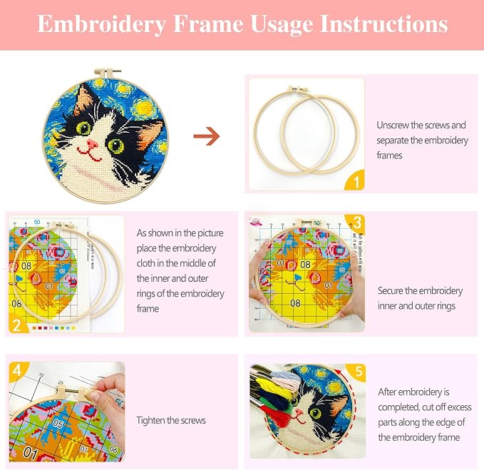 Zhenqing Night Sky Cats Cross Stitch Kit - Image 5