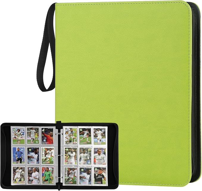 GERMUN 3 Ring 9 Pocket Zipper Card Binder, 720 Double Sided Standard PU Trading by GERMUN