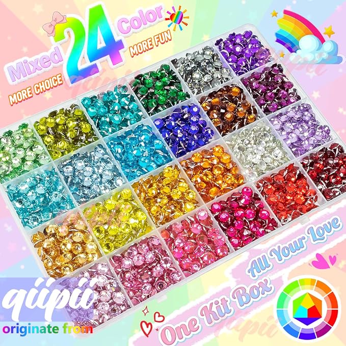 qiipii 24 Color 6mm Crystal Resin Rhinestones - Image 2