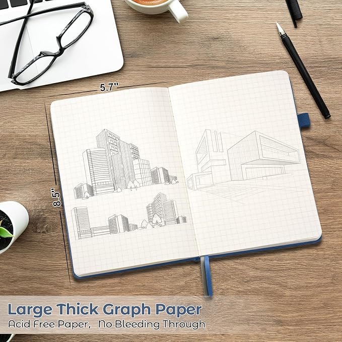Graph Paper Notebook, 5 Pack Hardcover Notebook, Grid Notebook Journal - Image 2