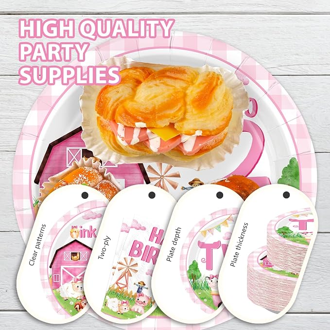168Pcs Farm 2nd Birthday Party Supplies - Image 3