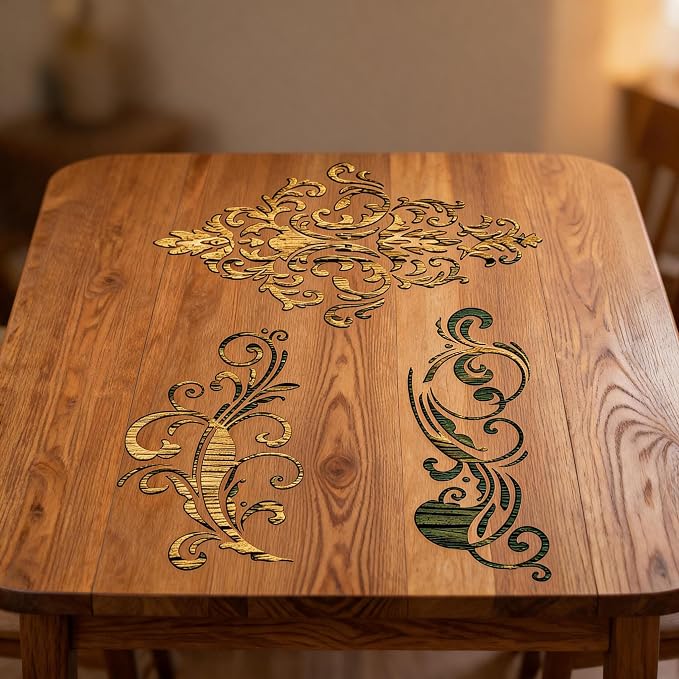 TIAMECH A4 Reusable Damask Frame Lines Stencil - Image 5