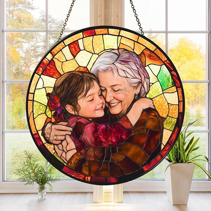 Personalized Grandma Stained Glass Sun Catcher, Custom Photo Family Portrait - Image 3