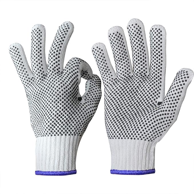 Evridwear Cotton Polyester String Knit Shell Safety Protection Work Gloves for Painter Mechanic Industrial Warehouse Gardening Construction Men One Case (12 PairsX16) With Two Side dots, XL Size