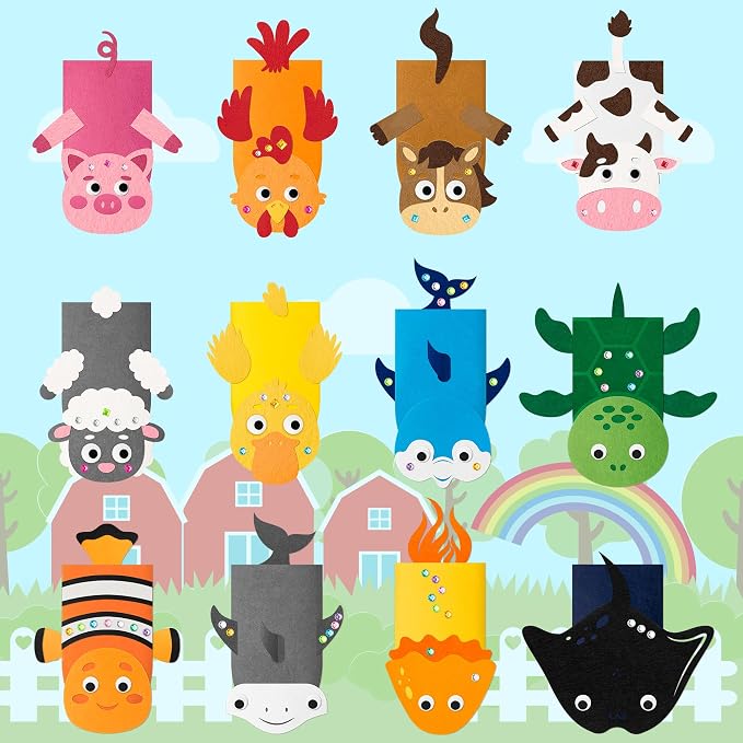 WATINC 12Pcs Hand Puppet Making Kit, Art Craft Felt Sock Puppet Toys, Creative - Image 4