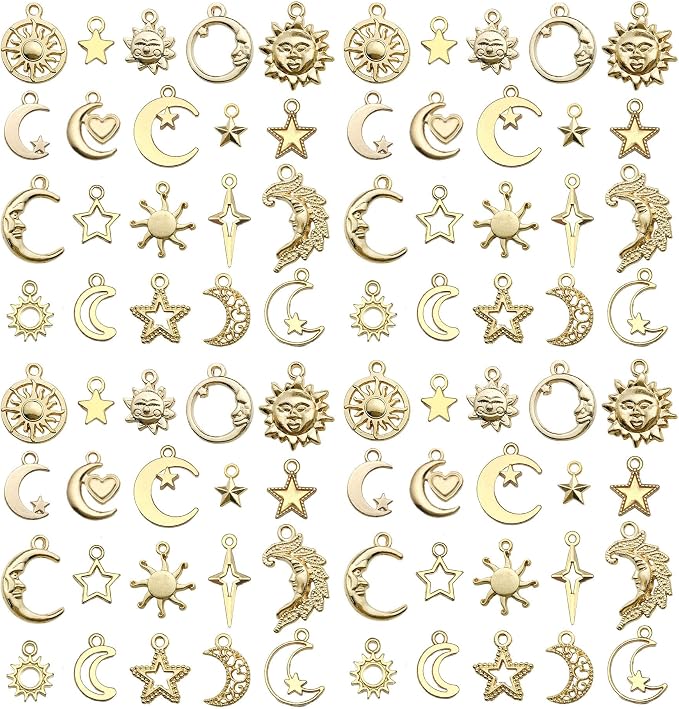 WOCRAFT 60pcs KC Gold Sun Moon Star Charms Bracelet Charms by WOCRAFT