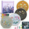 ETSPIL Embroidery Kit for Beginners, 2 Hoops, 4K Video, 4 Floral Patterns | by ETSPIL