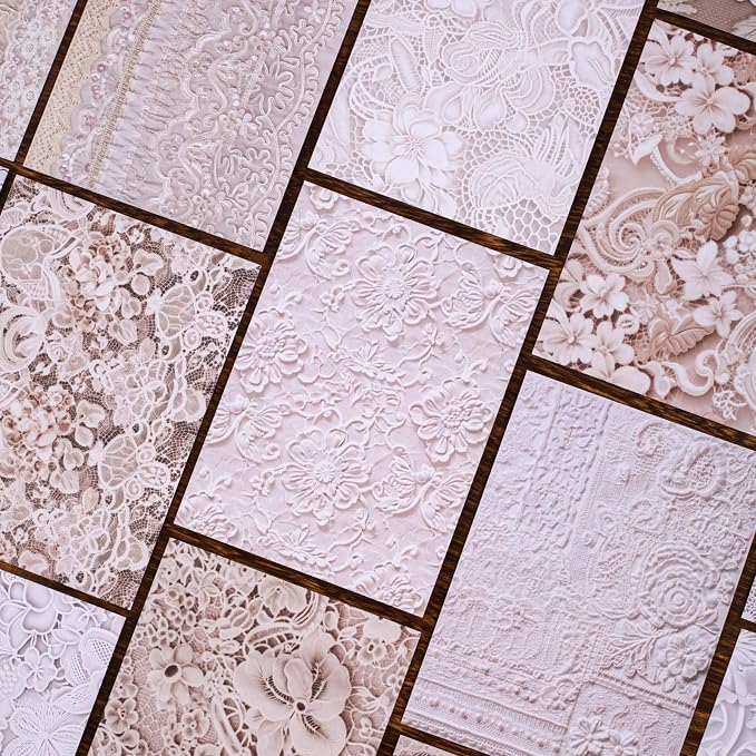 192 Sheets Vintage Romantic Lace-Themed Scrapbook Paper Kit, 4x5.5 Delicate - Image 7