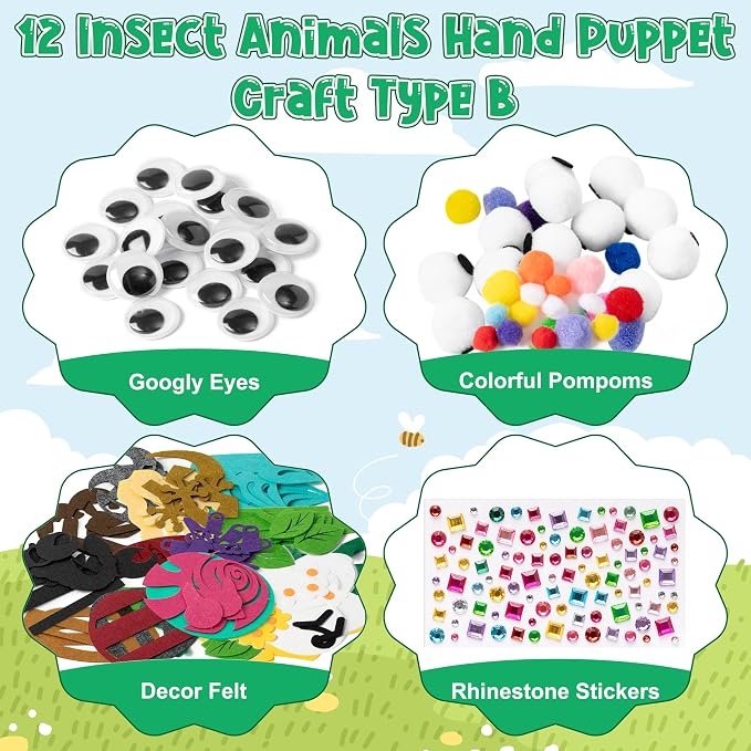 WATINC 12 Pcs Hand Puppet Making Kit, Art Craft Felt Sock Puppet Toys, Creative - Image 2