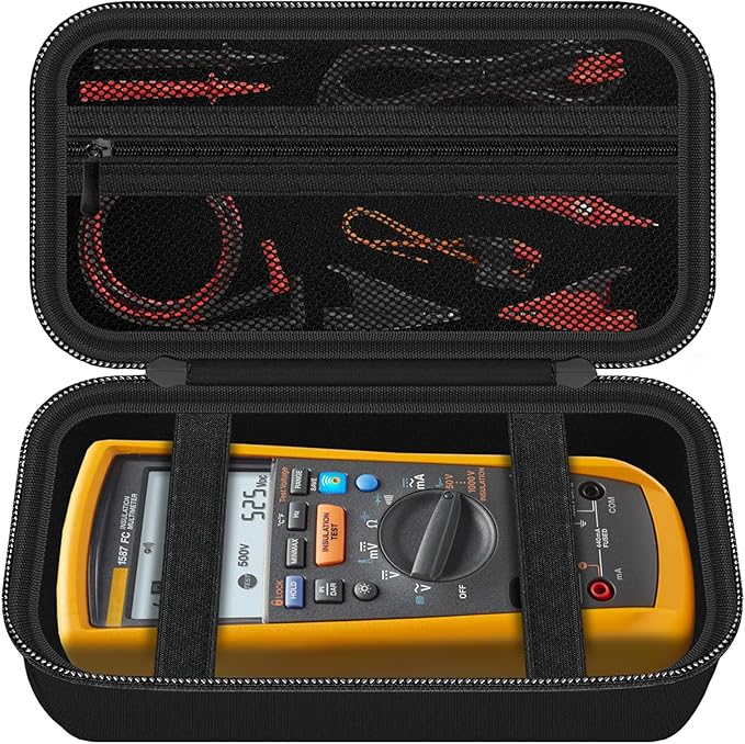 Carrying Case for Fluke1587 FC/ 87-V/ 87V Max/ 88V/ 15B+/ 17B+/ 1503/1507/1508/1577 Multimeter Testers and Accessories, Multimeter Storage Bag Organizer Box (Case Only)