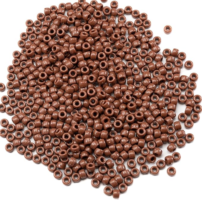 Gxueshan 1000 Pcs Acrylic Brownish Red Pony Beads Friendship Beads 6x9mm Bulk - Image 2