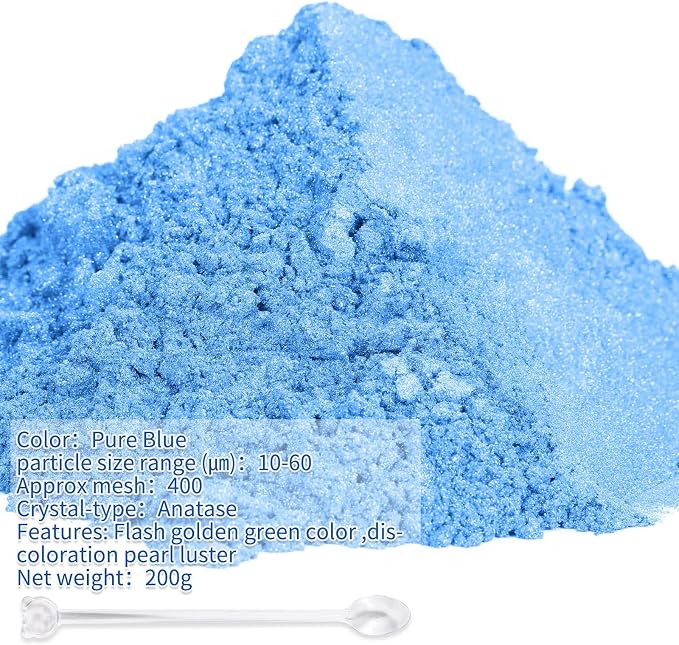 Mica Powder, 200g/7.14oz Large Jar, Pure Blue Mica Powder Pigment - Image 2