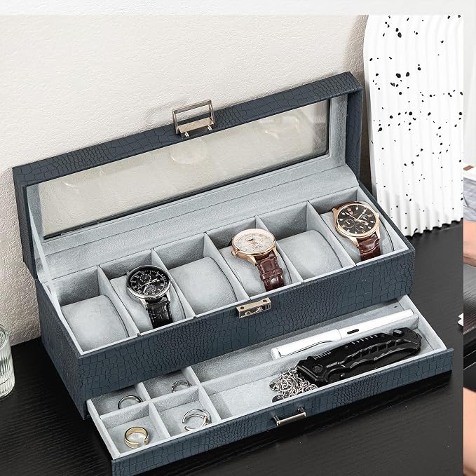 ProCase Watch Box, 6 Slot Watches Display Case - Image 2