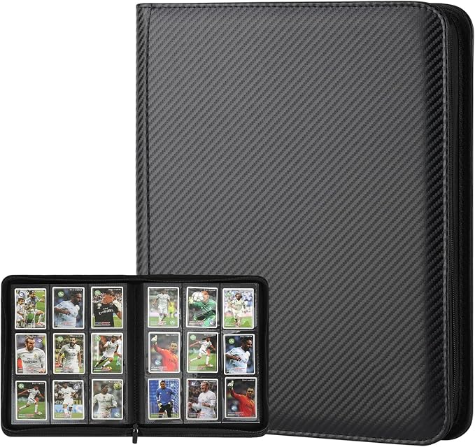 360 Cards Ringless 9-Pocket Side Loading Trading Card Binder, PU Zipper Fixed by GERMUN