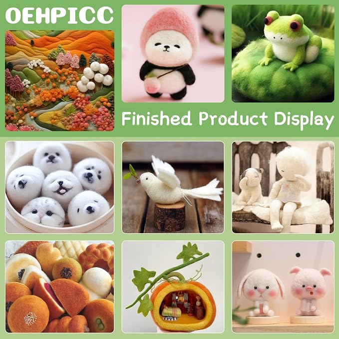 OEHPICC 128 Pcs Needle Felting Tool Kit, 6×6 Inch Wool Felting Pad, - Image 6
