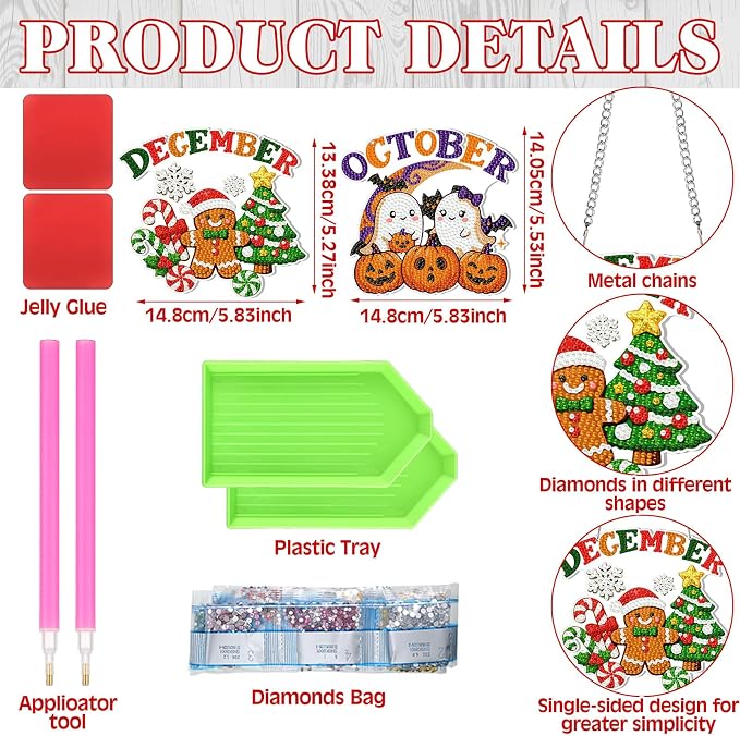 Cinnvoice 12 Pcs Summer Seasonal Diamond Art Hanging Ornament Kit - Image 3