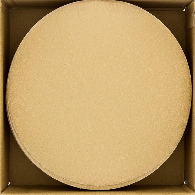 Dura-Gold Premium 180 Grit 6" Gold Sandpaper Discs, No Hole Pattern Dustless, Box of 50, Hook & Loop Backing for DA Sander, Finishing Coarse Sanding Abrasive Automotive Paint, Woodworking Wood, Metal