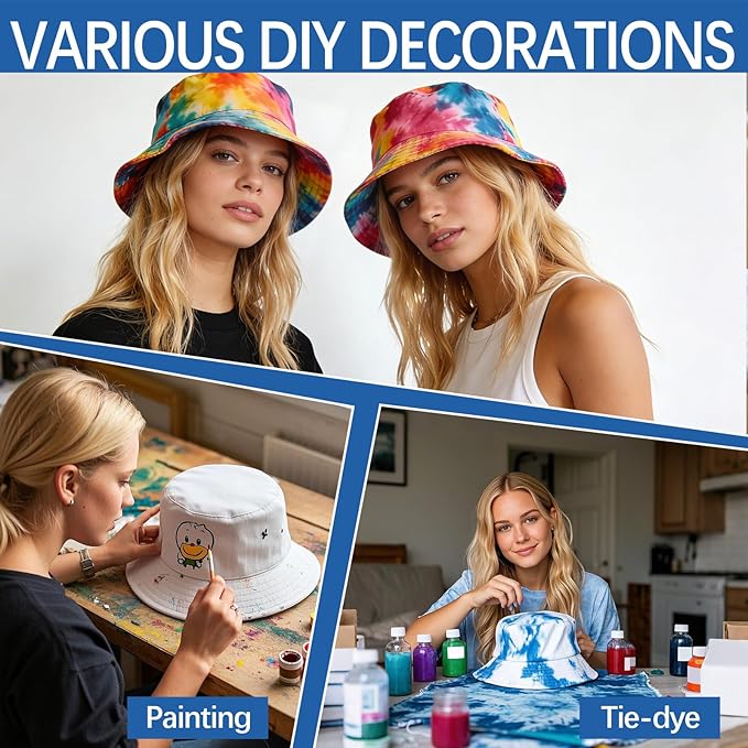 Bucket Hats Bulk Solid Color DIY Blank Hat Bucket Hats - Image 5