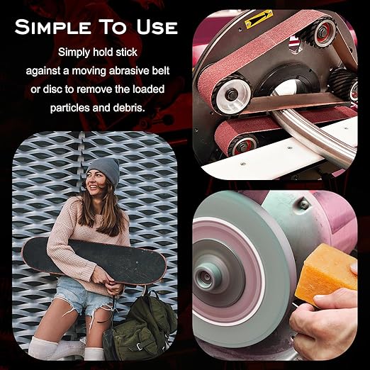 Sanding Belt & Disc Cleaner Stick 1-1/2"x1-1/2 x7-7/8 - Natural Rubber Abrasive Reviver for Woodworking Sanders, Restores Grit & Extends Belt Life
