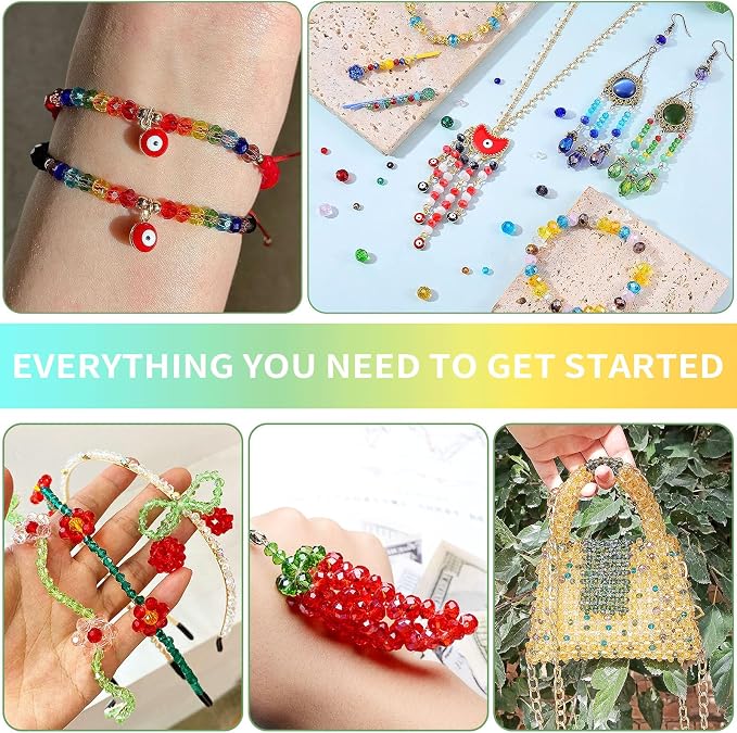 BONNY BOXX 500pcs 8mm Acrylic Faceted Round Crystal Beads Transparent White - Image 5