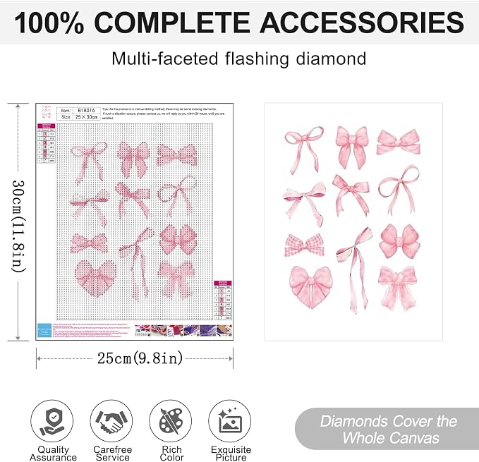 4 Pack Pink Coquette Diamond Art Kits - Image 6