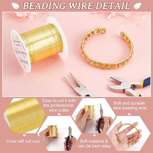 BENECREAT 28 Gauge 164 Yards Jewelry Beading Wire Light Gold Tarnish Resistant - Image 5