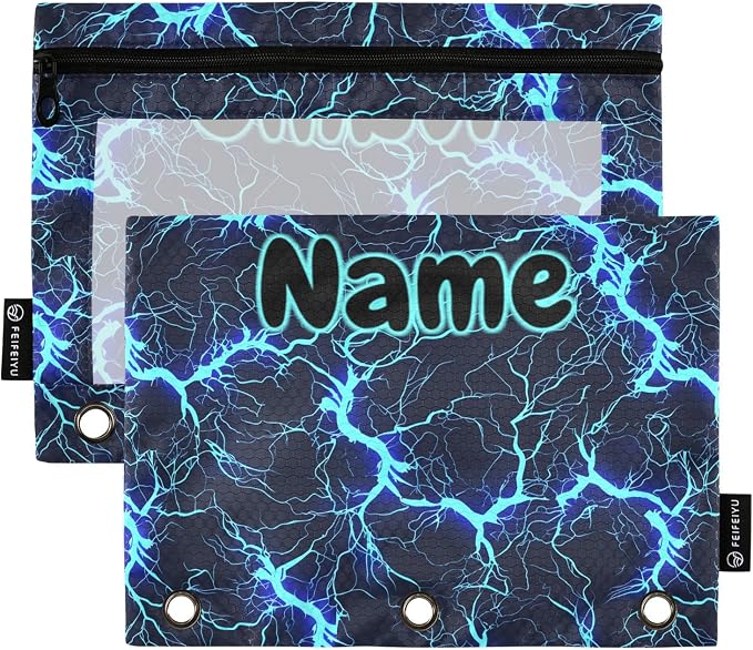 Custom Dark Blue Electric Lightning Pencil Pouch by BOENLE-WELCOMEYOURCOMING
