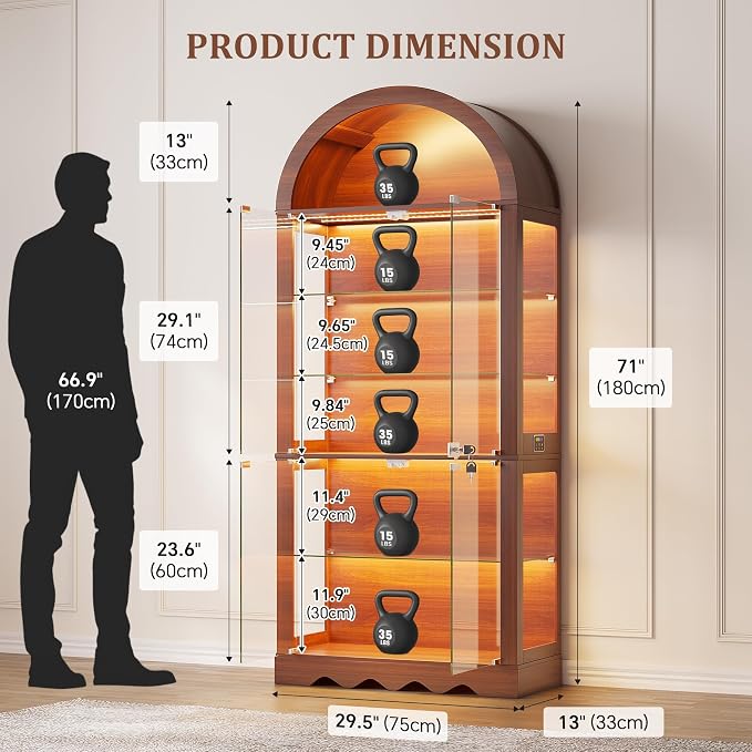 6-Tier Arched Glass Display Cabinet - Image 2