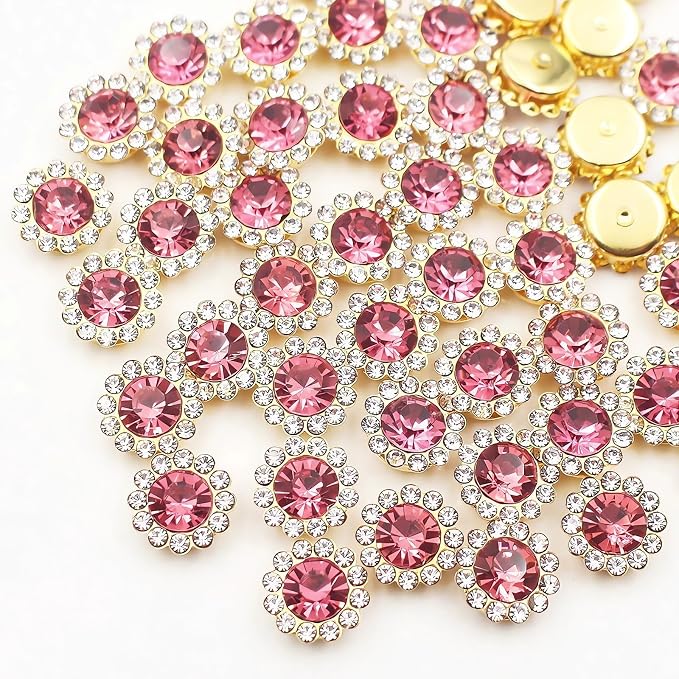 12mm 150pcs Crystal Rose Red Sew on Rhinestones, Crystals Glass Gems by Unknown