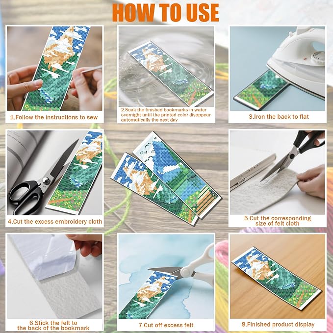 FREEBLOSS 6 Set Cross Stitch Bookmarks Kit Mountains&Rivers Stamped Cross - Image 5