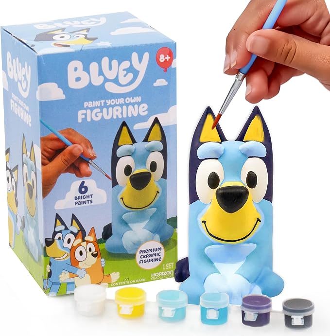 Bluey Paint Your Own Figurine, Fun Paintable Ceramic Figure, Includes 6 Acrylic by HorizonGroupUSA
