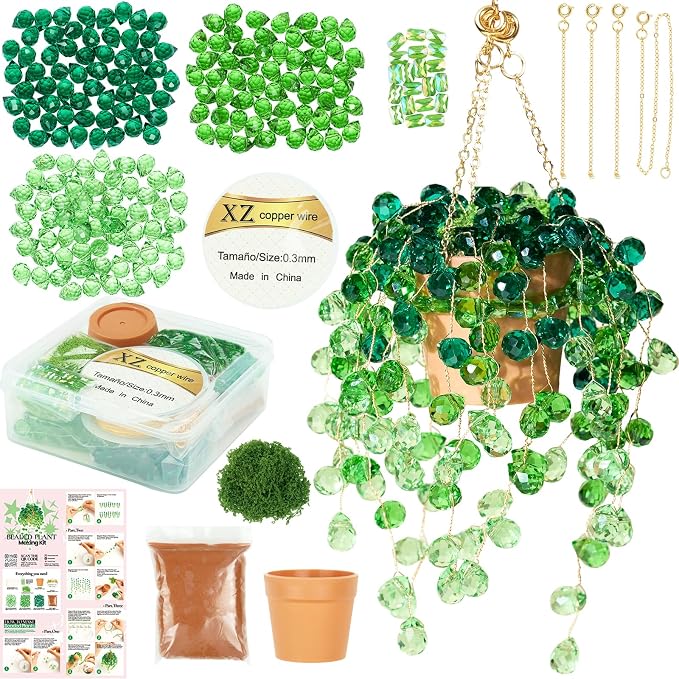 Deinduser Beaded Plant Kit, DIY Hanging Suncatcher Craft Kit by DeinduserHandmade