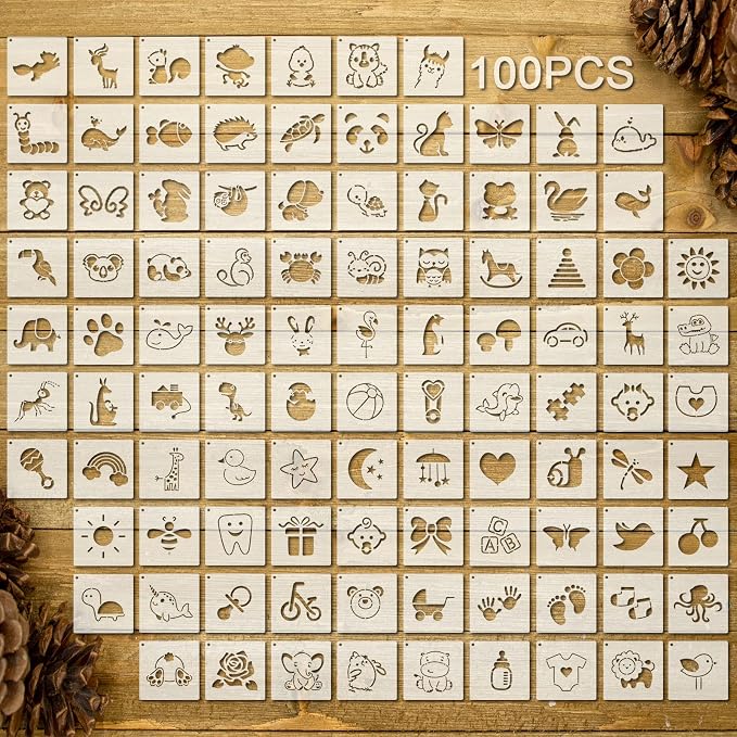 Fainne 100 Pcs 2 Inch Stencils Small Stencils by Fainne