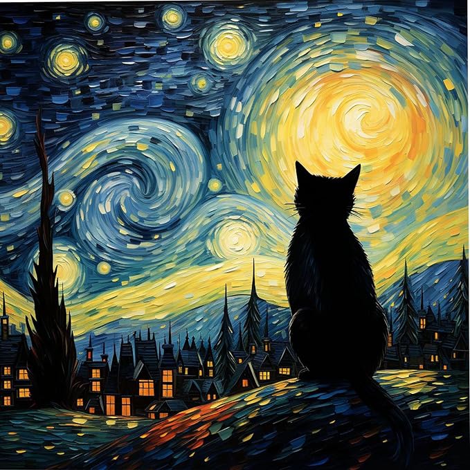 VeGuude Cat Diamond Art Kits for Adults-Starry Night Diamond Painting Kits for by VeGuude