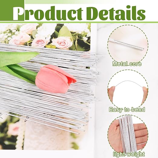 CCINEE 18 Gauge White Floral Stem Wire, 14 inch - Image 3