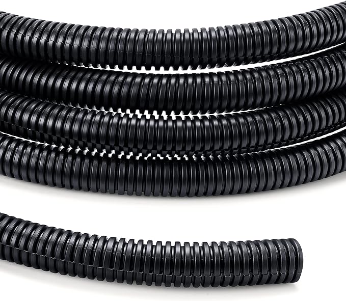 Wire Loom Tubing 1/4"-10ft 3/8”-10ft 1/2”-10ft, YCLYC Split Loom Cord Protectors, Flexible Wire Conduit Automotive, Black