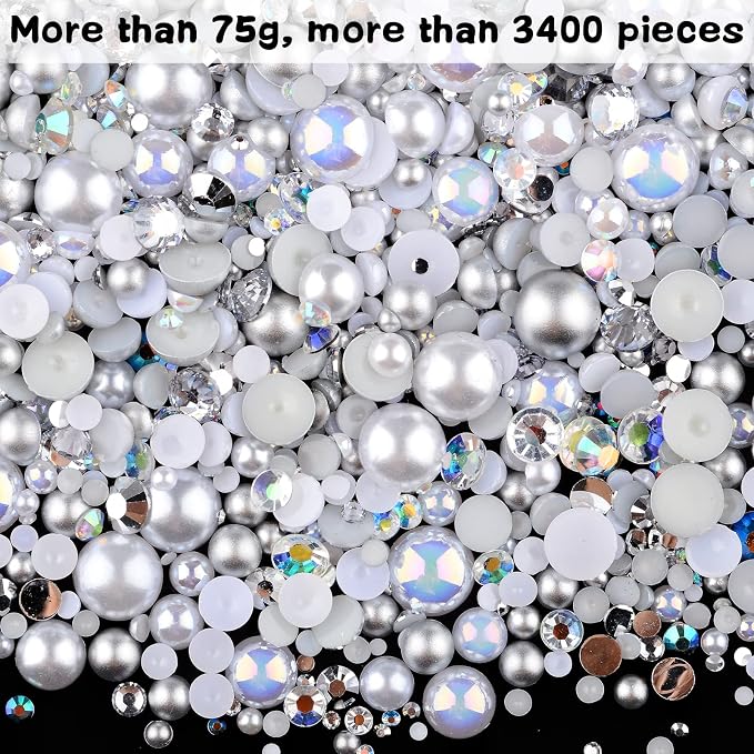 3900+ Pcs Rhinestones and Pearls Kit, 2-10mm Flatback Gems - Image 2
