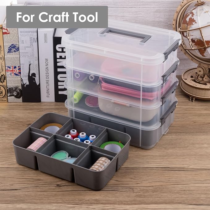 CraftGenes Grey&White Modern Plastic Storage Box - Image 6