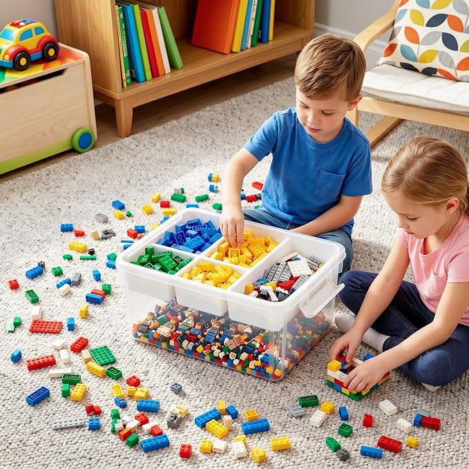 Citylife 17QT 4-Pack Plastic Craft Storage Box Buildable Lid Removable Tray | - Image 5