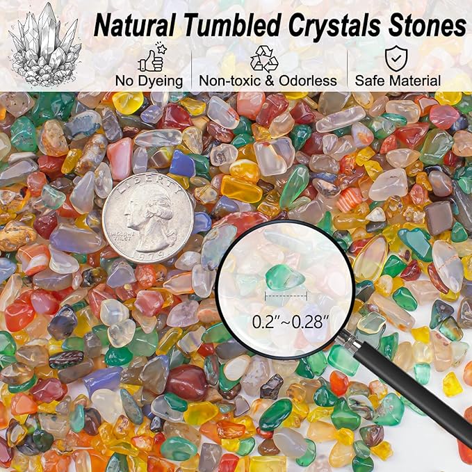 Colorful Agate Crystal Stones Crushed Quartz Chips Bulk 3 Lb, Natural Polished - Image 2
