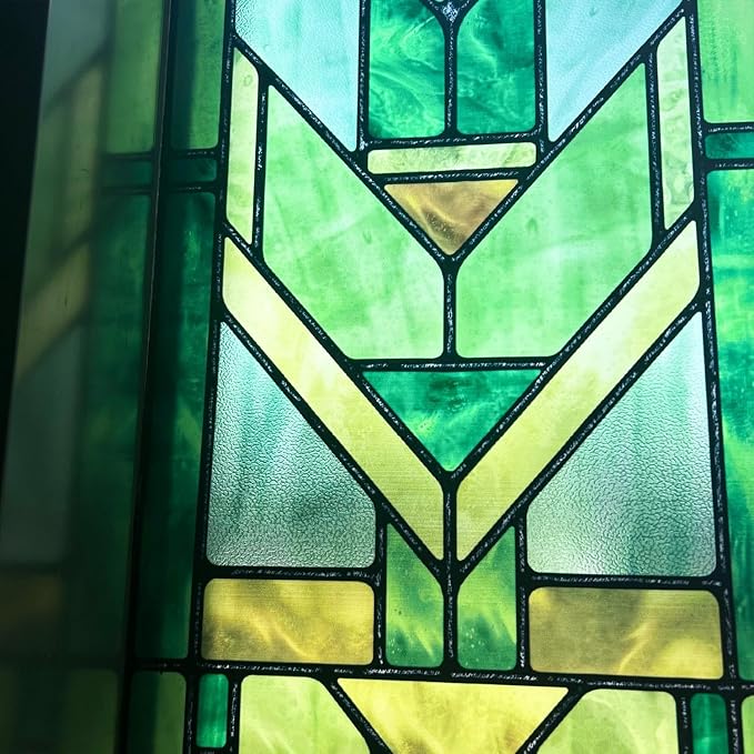 Original Hand Drawn Faux Stained Glass Window Film, Double-Sided Privacy Static by ChicSkin