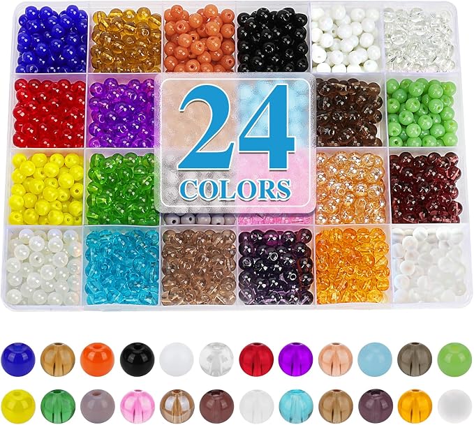 XSEINO About 1200PCS 6mm Original Color Glass Beads Bracelet Making Kit by XSEINOiscreating%EF%BC%81