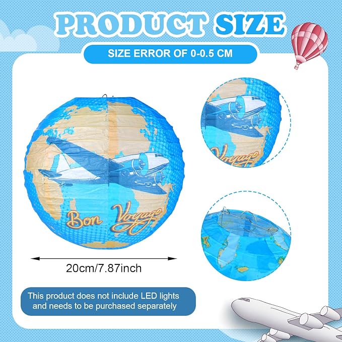 Panelee 12 Pcs Travel Around The World Paper Lanterns Party Decorations 8 Inch - Image 2