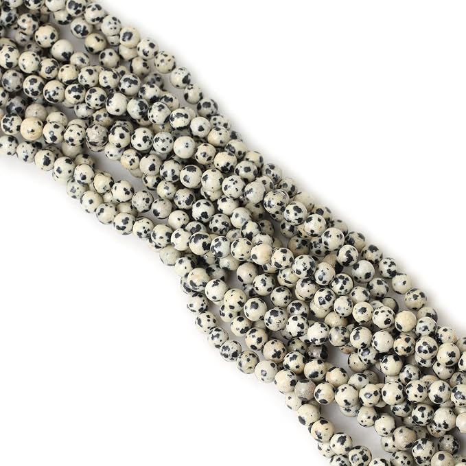 60PCS 6mm Natural Dalmatian Stone Round Loose Beads - Image 4