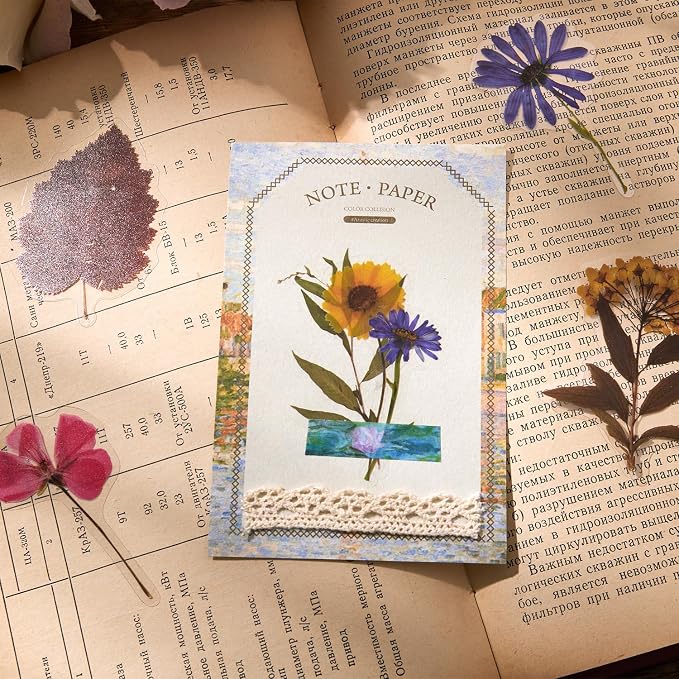 emmoolife Pressed Flower Stickers Set Dried Flowers Themed Resin Sticker Decals - Image 8