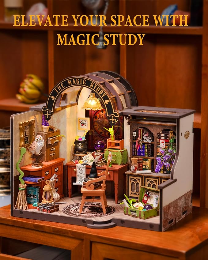 Rowood Magic Study Miniature House Kit, DIY Miniature Dollhouse Kits - Image 3