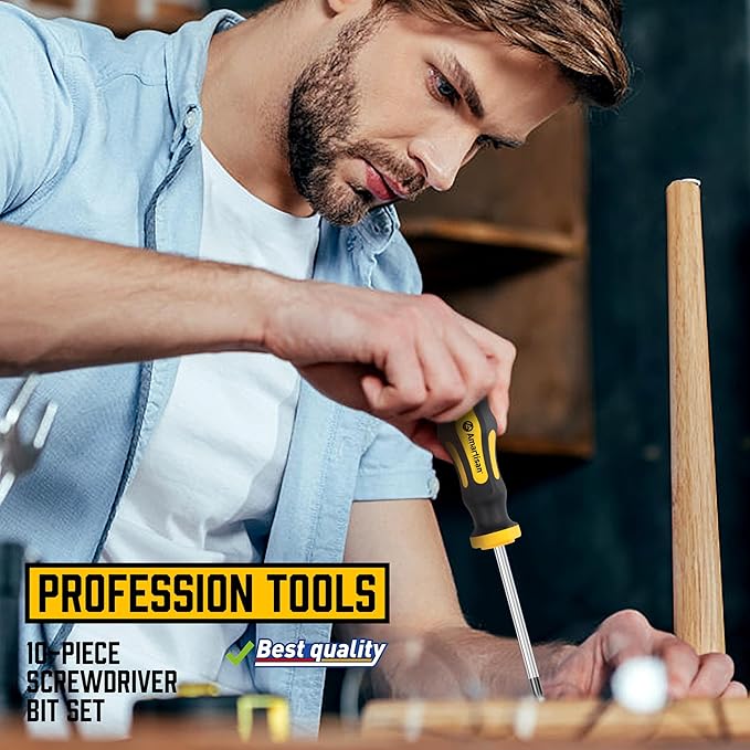 Amartisan 10-Piece Magnetic Screwdrivers Set, 5 Phillips and 5 Slotted Tips Professional Cushion Grip Screwdriver Set