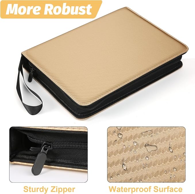 GERMUN 3 Ring 9 Pocket Zipper Card Binder, 720 Double Sided Standard PU Trading - Image 6