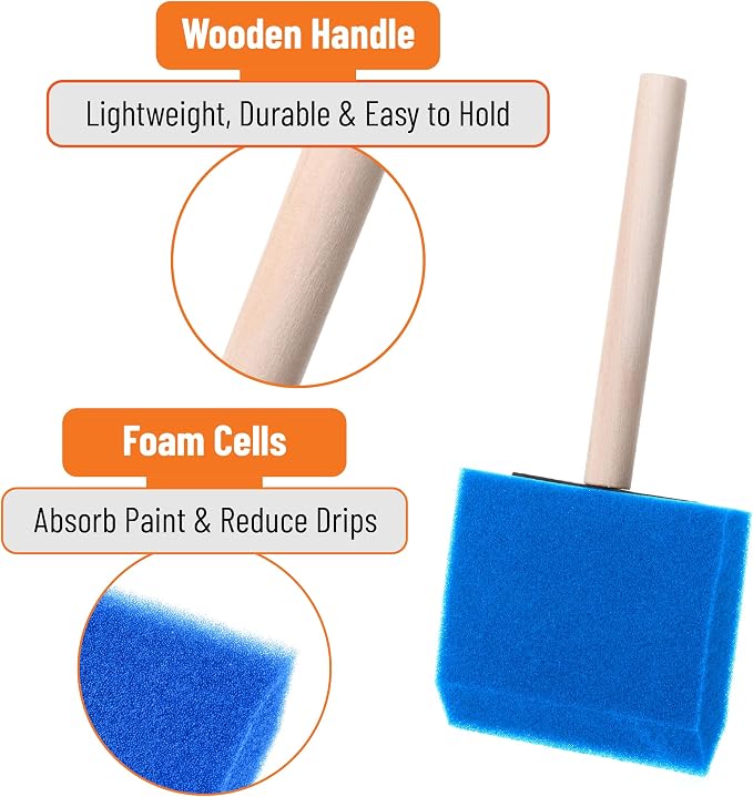 Bates- Foam Paint Brushes, 50 Pack, Sponge Paint Brush - Image 4
